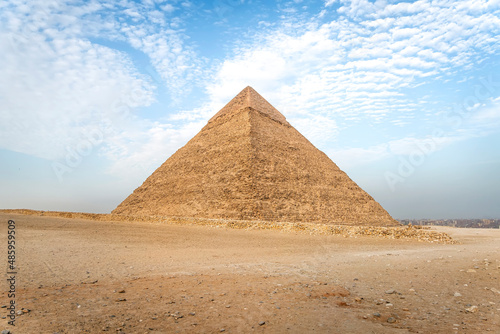 Pyramid of Khafre or of Chephren is second-tallest and second-largest of the Ancient Egyptian Pyramids of Giza photo