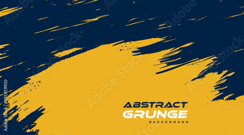 Blue and Yellow Abstract Grunge Background. Brush Stroke Illustration for Banner. Scratch and Texture Elements For Design