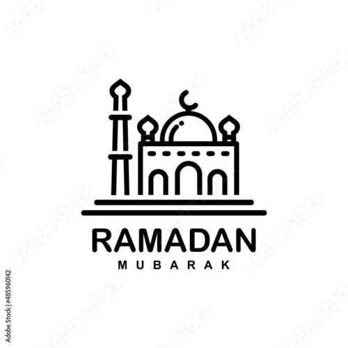 Ramadan logo. Mosque simple flat logo vector illustration