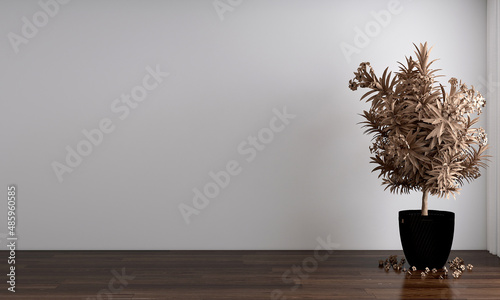 The empty living room interior design and white pattern wall background
