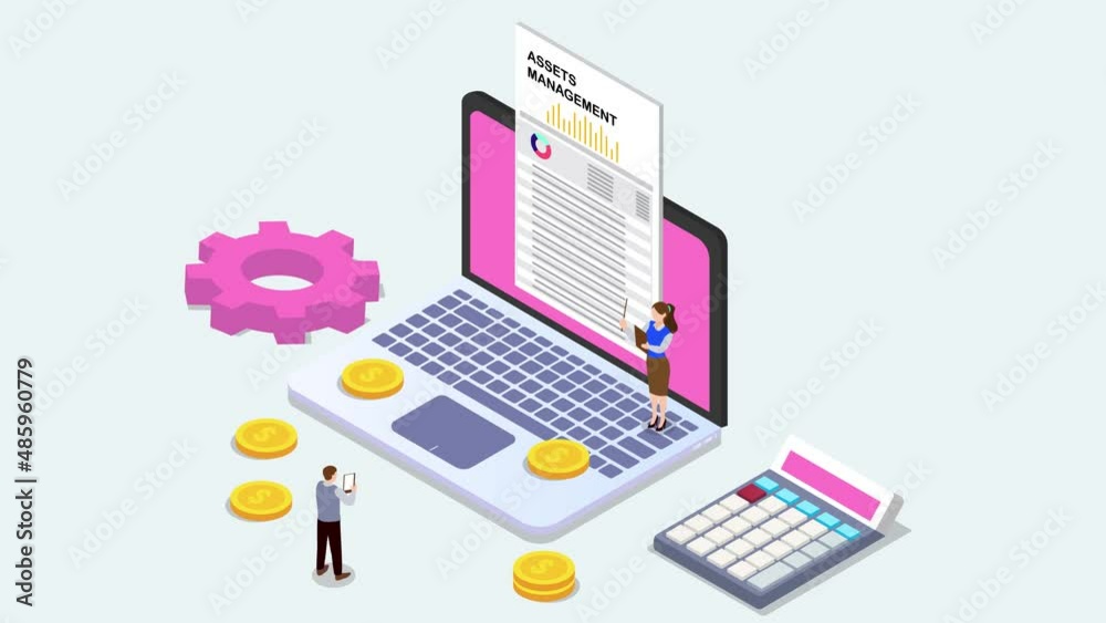 Two business people checking asset management