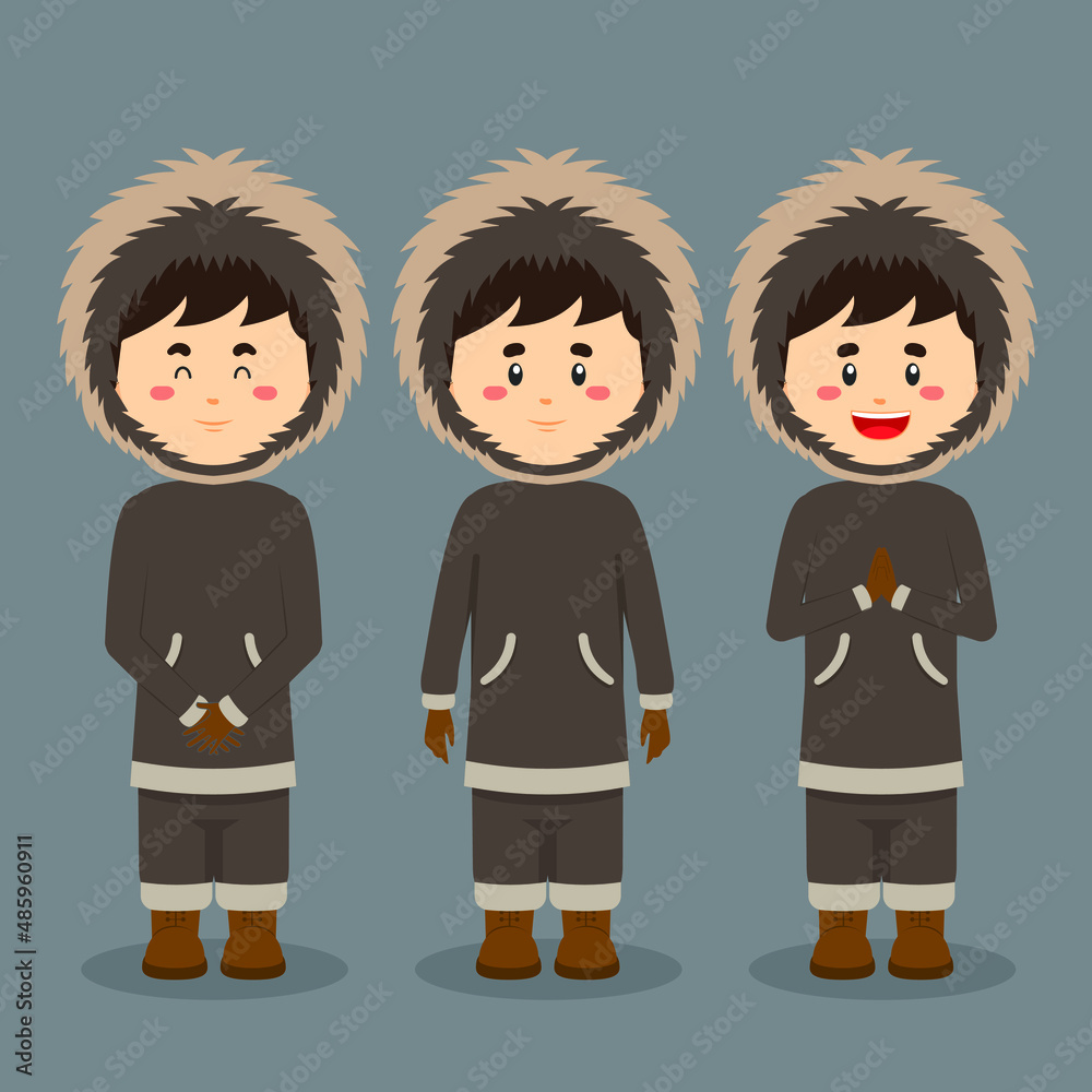 Eskimo Alaska Character with Various Expression Eskimo Alaska Character with Various Expression