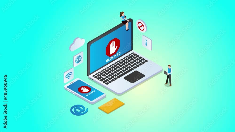 Two people with blocked internet site