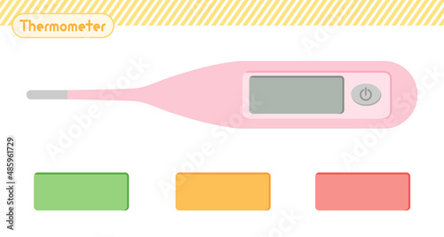 ピンクの体温計のイラスト【交換パーツ付き】