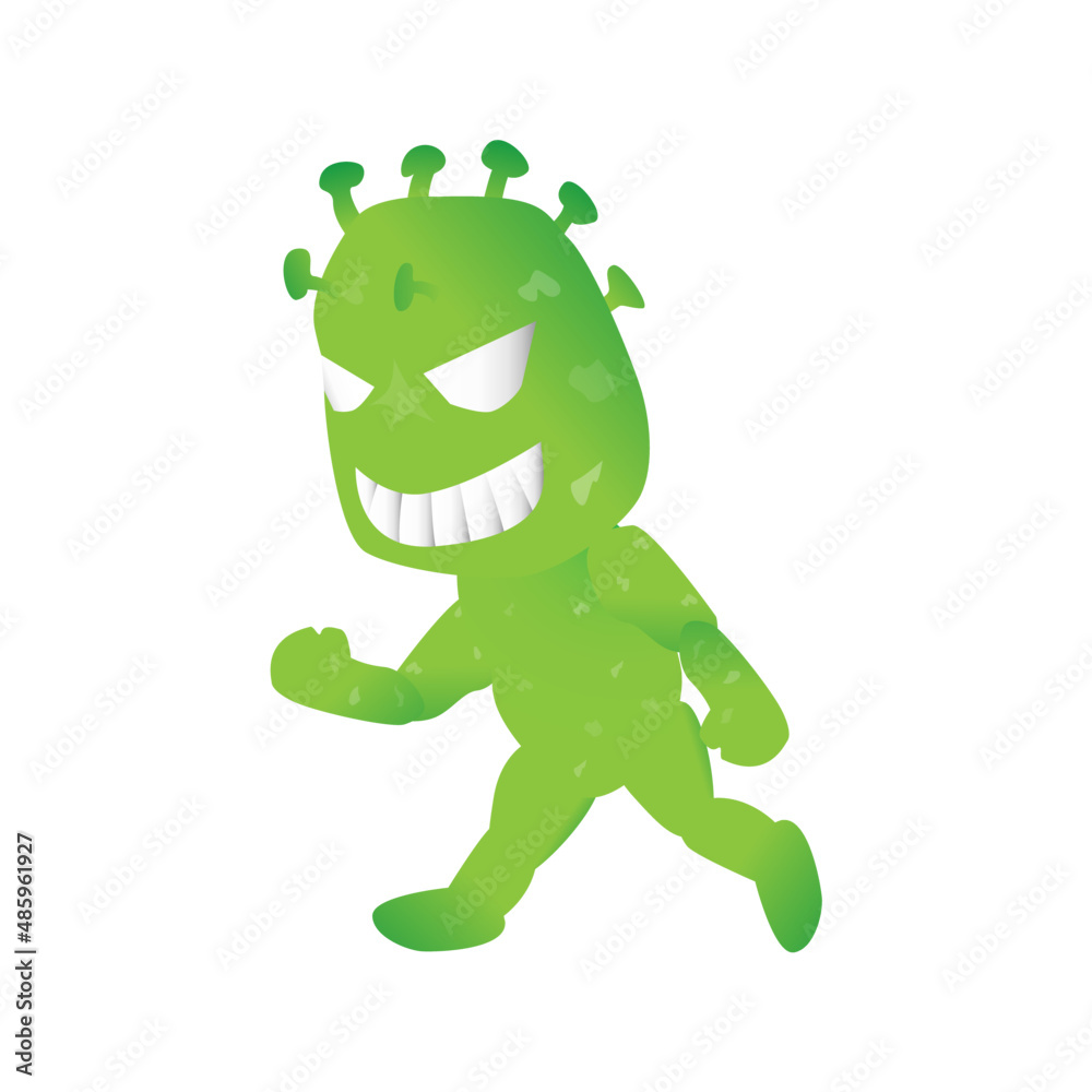 Obraz premium a green chibi Corona monster that ready to attack the human body