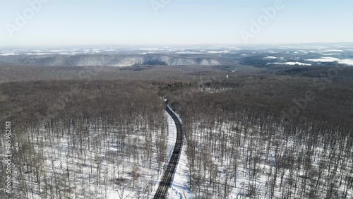 snow covered trees epic aerial seven springs road