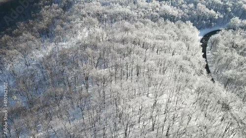 snow in the mountains reveal ski slopes aerial