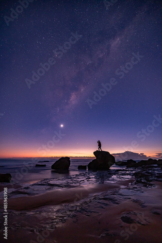 Milky Way aurora over the sea