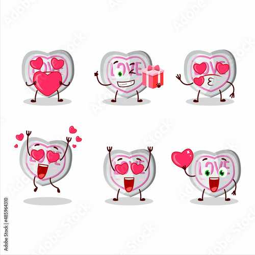 Fototapeta Naklejka Na Ścianę i Meble -  White love candy cartoon character with love cute emoticon