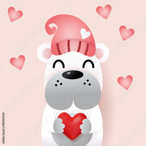 Illustration of celebratioin cute dog with heart.