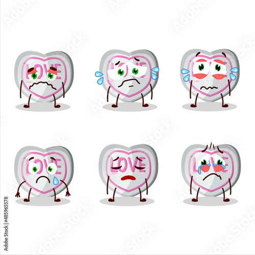 White love candy cartoon character with sad expression