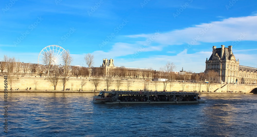 cruising on Seine river at Paris.