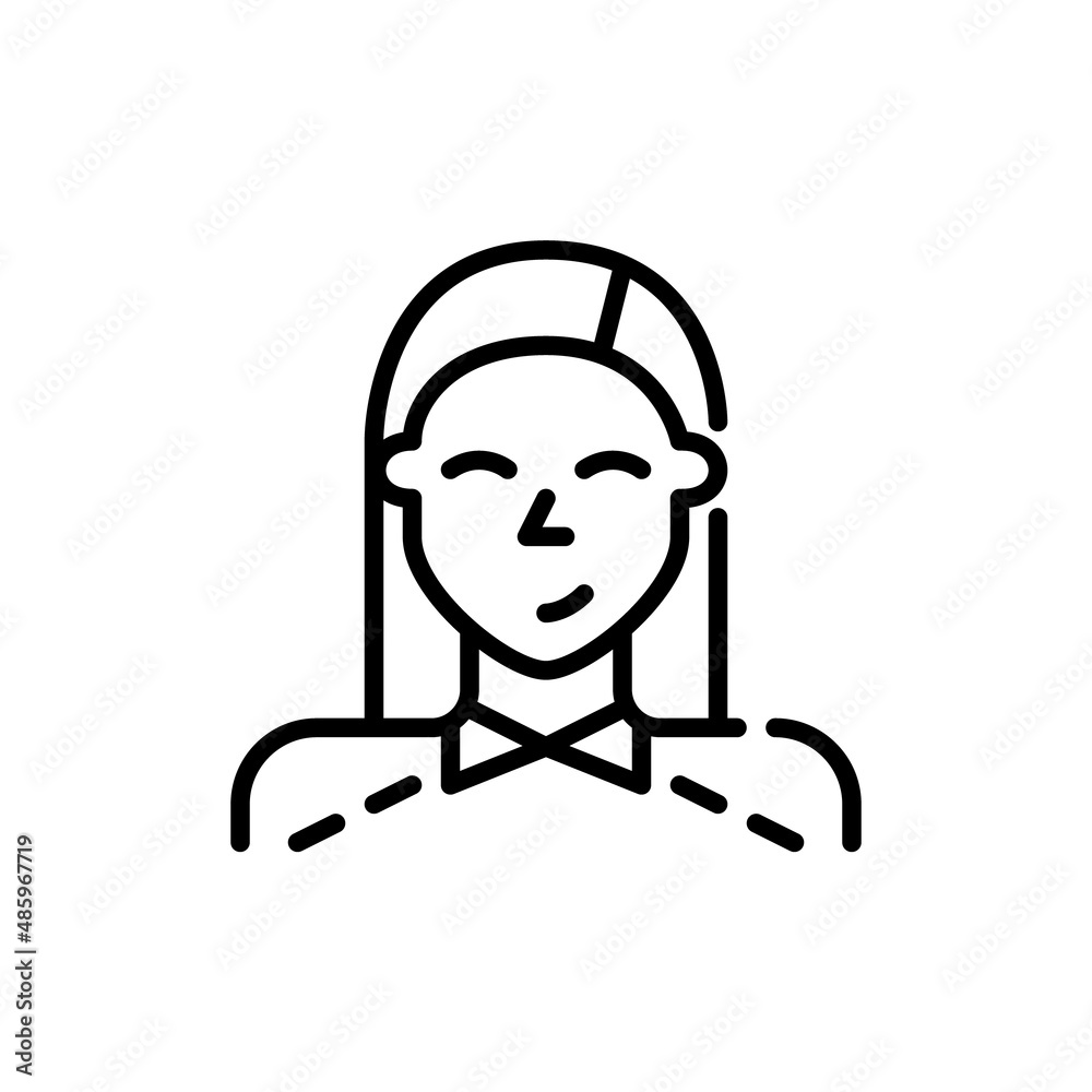 Cute student girl with long hair wearing a jumper. Pixel perfect, editable stroke avatar icon Cute student girl with long hair wearing a jumper. Pixel perfect, editable stroke avatar icon