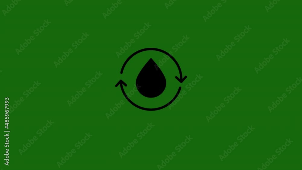 watter drop refresh icon animation. green background. 4K motion animation.