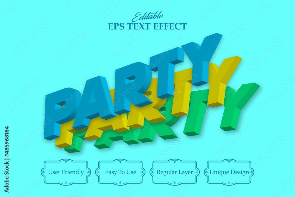 Fototapeta premium Editable text effect, Blue background, Party text, layer style