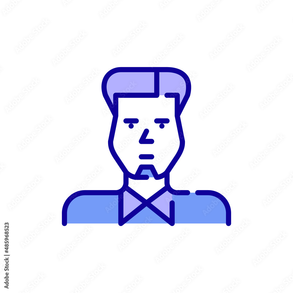 Young man with small goatee beard and trendy haircut, wearing a shirt. Pixel perfect, editable stroke color avatar icon Young man with small goatee beard and trendy haircut, wearing a shirt. Pixel perfect, editable stroke color avatar icon