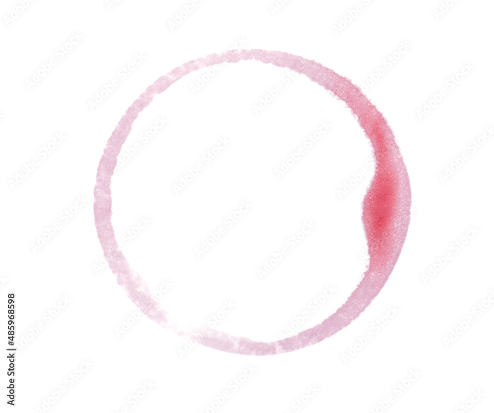 Red wine ring on white background, top view Red wine ring on white background, top view