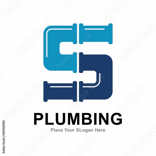 letter s with plumbing pipe logo vector design template. Suitable for pipe service, drainage, sanitation home, and maintenance service company   