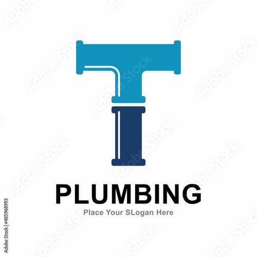 letter t with plumbing pipe logo vector design template. Suitable for pipe service, drainage, sanitation home, and maintenance service company   