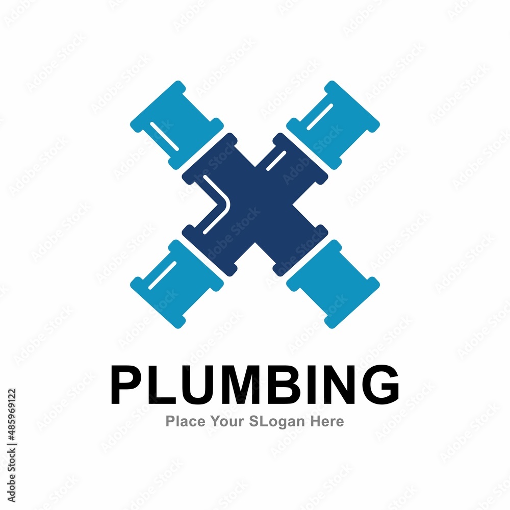 Obraz premium letter x with plumbing pipe logo vector design template. Suitable for pipe service, drainage, sanitation home, and maintenance service company 