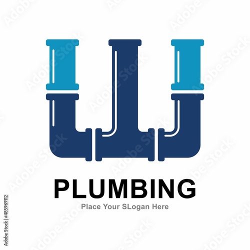 letter w with plumbing pipe logo vector design template. Suitable for pipe service, drainage, sanitation home, and maintenance service company   