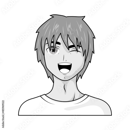winking manga boy