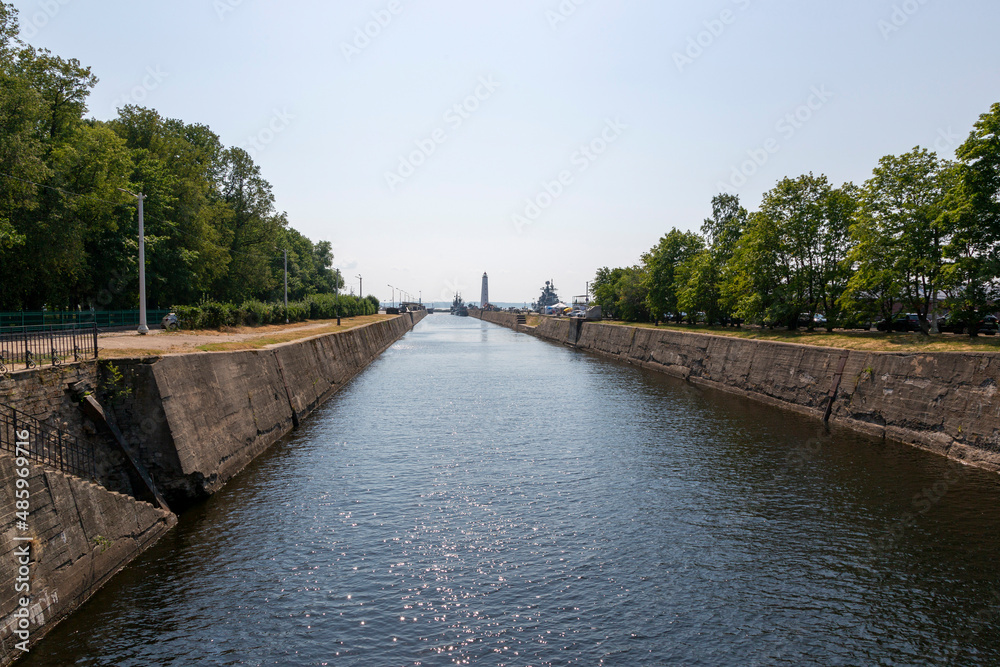View of Petrovsky Canal in Kronstadt, St. Petersburg