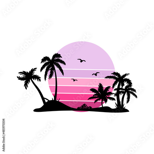 silhouette palm trees vector. tropical landscape vector silhouette logo. vector eps art