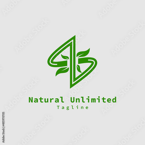 Natural and infinite NB lettering logo vector design.