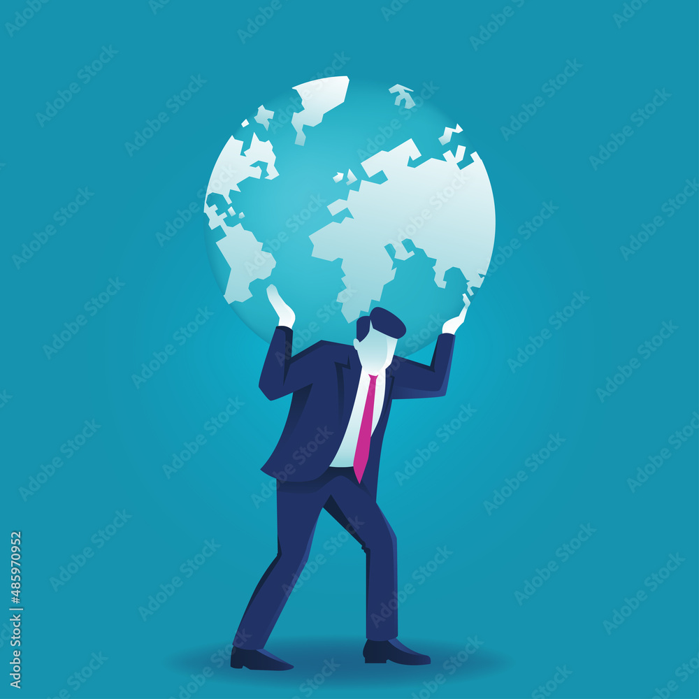 Businessman who is carrying a heavy burden of world vector illustration Businessman who is carrying a heavy burden of world vector illustration