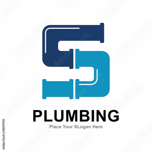  Number  5 with plumbing pipe logo vector design. Suitable for pipe service, drainage, sanitation home, and maintenance service company  