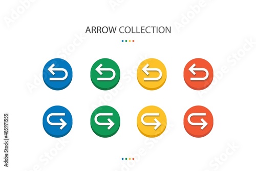 Set of modern Returned arrows icon. This design use arrow symbol. Elements with 4 colors circle shape.