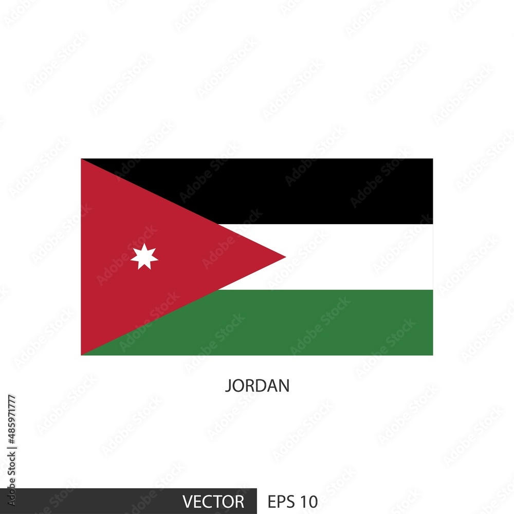 Jordan square flag on white background and specify is vector eps10. Jordan square flag on white background and specify is vector eps10.