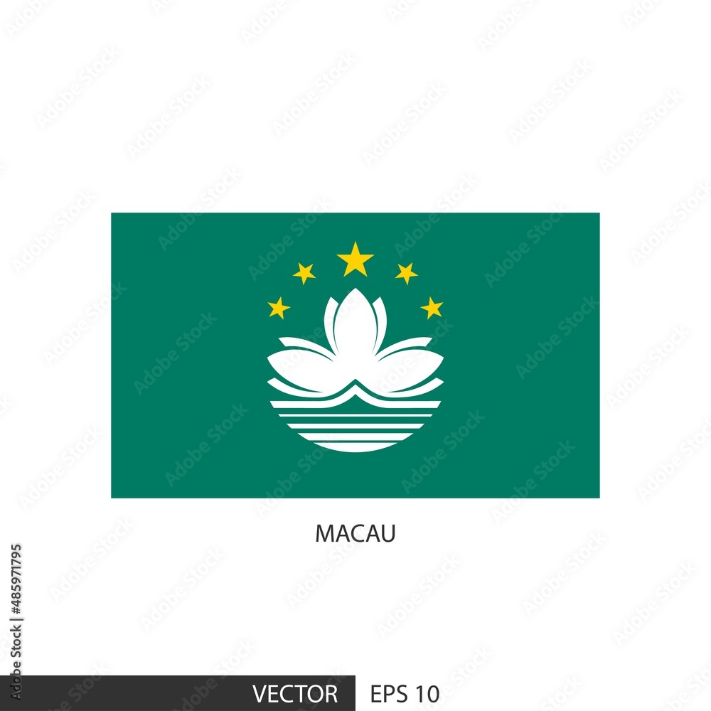 Macau square flag on white background and specify is vector eps10. Macau square flag on white background and specify is vector eps10.