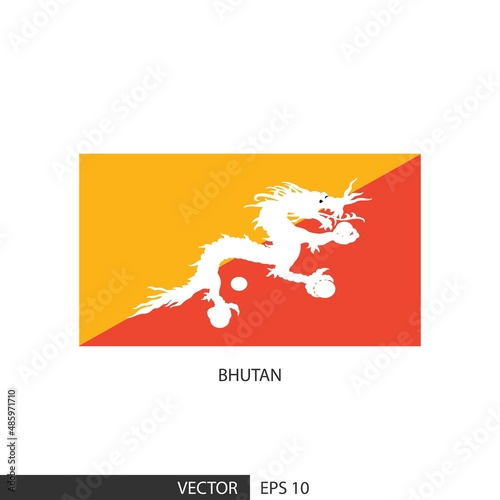 Bhutan square flag on white background and specify is vector eps10.