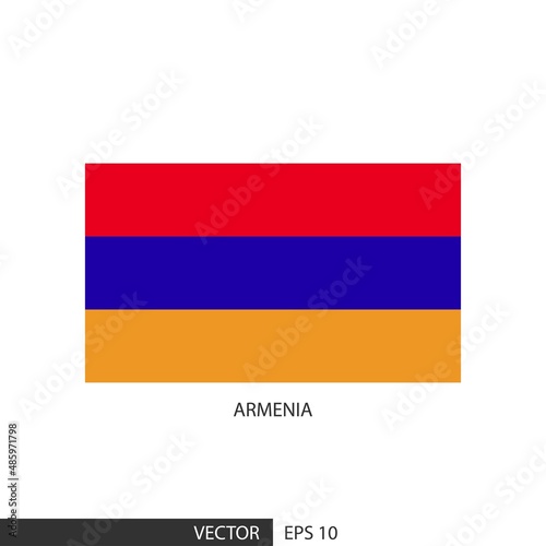 Armenia square flag on white background and specify is vector eps10.
