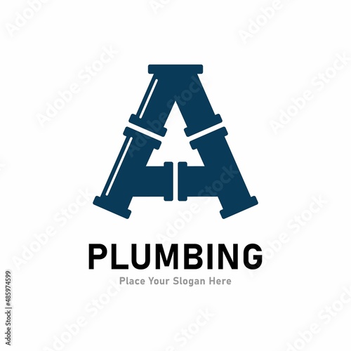 letter a plumbing logo vector design. Suitable for pipe service, drainage, sanitation home, and service company 