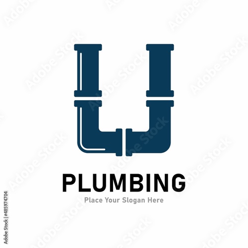 letter u plumbing logo vector design. Suitable for pipe service, drainage, sanitation home, and service company 