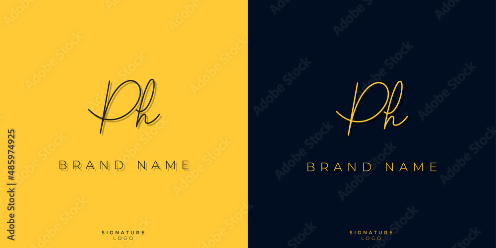 Minimal line art letters PH Signature logo. It will be used for Personal brand or other company.