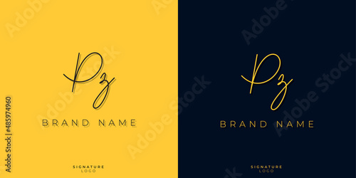 Minimal line art letters PZ Signature logo. It will be used for Personal brand or other company.