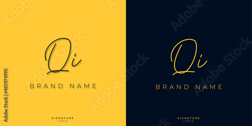 Minimal line art letters QI Signature logo. It will be used for Personal brand or other company.