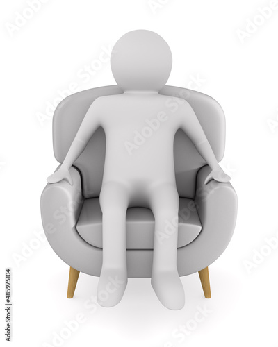 man sitting in armchair on ...