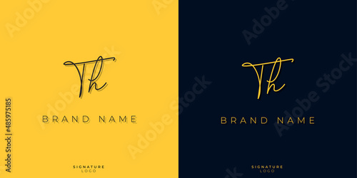 Minimal line art letters TH Signature logo. It will be used for Personal brand or other company.