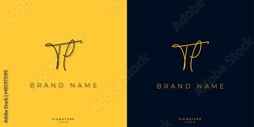 Minimal line art letters TL Signature logo. It will be used for Personal brand or other company. photo
