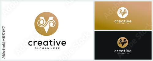 Luxury letter v logo design template
