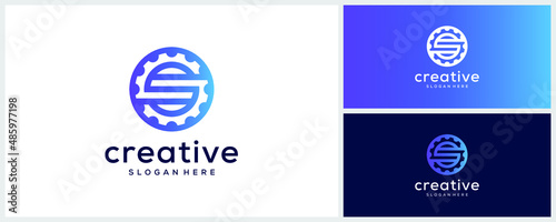 Cogwheel letter s logo design