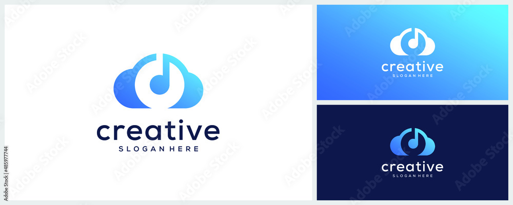 Creative cloud with note music logo