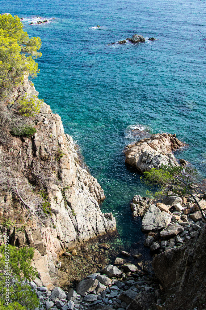 Aquamarine seas off the Costa Brava coastline in Spain