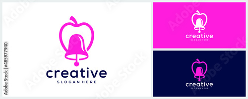 Creative bell and apple logo design template