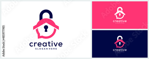 Home security logo design template